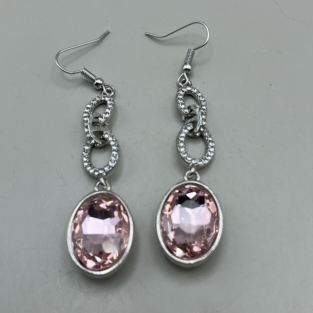 Elegant Pink and Silver Dangle Earrings